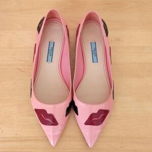 Prada pink patent leather flats
